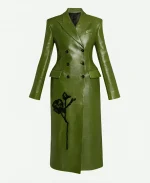 London Fashion Week 2025 Olivia Munn Green Leather Coat
