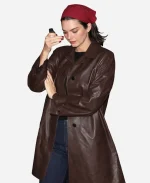 Los Angeles Kendall Jenner Brown Leather Long Coat