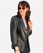 Love Lies Bleeding Movie Event Kristen Stewart Black Leather Blazer