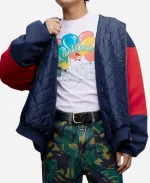 Martine Rose Big Business Quilted Navy Blue Zip Up Hooded Jacket