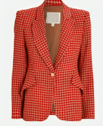 Megan West 9-1-1 S05 Taylor Kelly Pink Houndstooth Print Blazer
