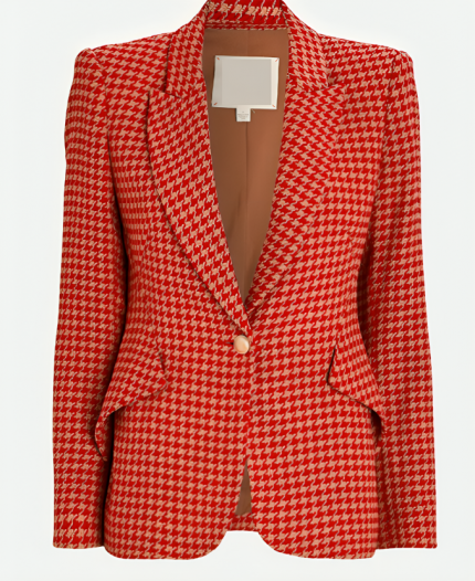 Megan West 9-1-1 S05 Taylor Kelly Pink Houndstooth Print Blazer