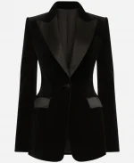 Melania Trump Black Single-Breasted Velvet Blazer