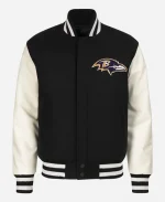 Men's Baltimore Ravens Domestic Two-Tone Black and White Varsity Jacket