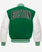 Men's Boston Celtics Green And White Letterman Varsity Bomber Jacket