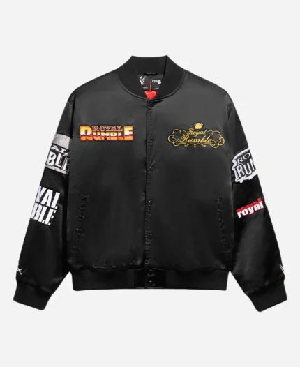 Men's Royal Rumble Chalk Line Historic Quilted Black Satin Jacket