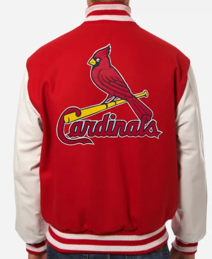 Men's St. Louis Cardinals JH Design Two-Tone Red And White Wool Varsity Jacket