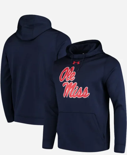 Men's Under Armour Ole Miss Rebels Big Logo Navy Pullover Hoodie