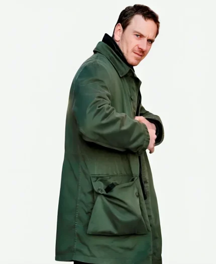 Michael Fassbender The Killer 2023 Green Long Coat 