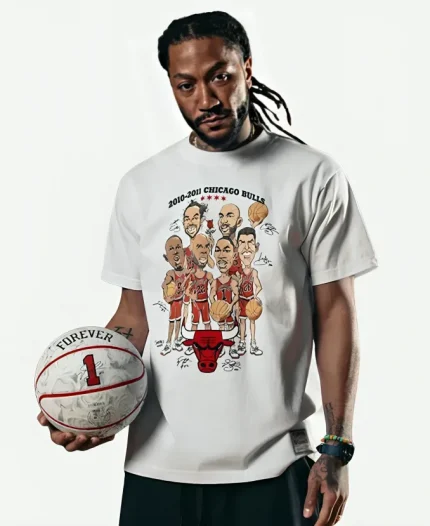 Mitchell & Ness Derrick Rose Chicago Bulls 2010–11 Caricature White T-Shirt