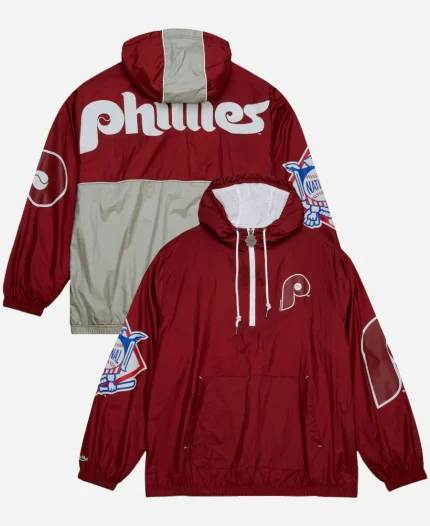 Mitchell & Ness Phillies OG 2.0 Half-Zip Hooded Jacket