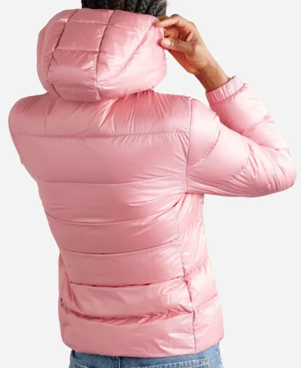 Moncler Gles Short Pink Down Puffer Hooded Jacket