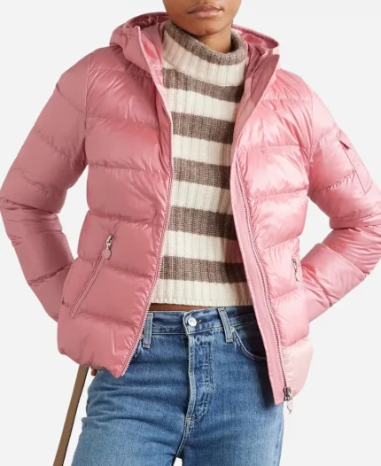 Moncler Pink Jacket Moncler Gles Puffer Hooded Jacket