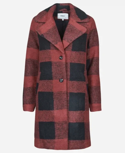 Muriel Virgin River Season 03 Teryl Rothery Wool Plaid Long Coat