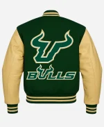 NCAA South Florida Chicago Bulls Green And Beige Letterman Varsity Jacket