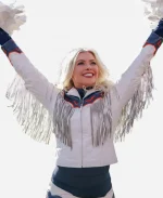 NFL Denver Broncos Cheerleaders White Fringe Jacket - For Sale