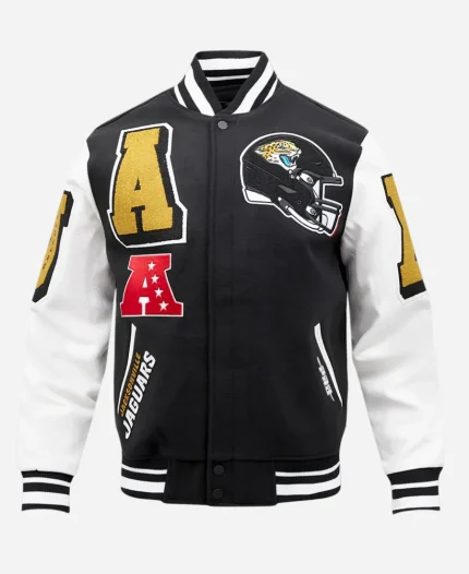 NFL Jacksonville Jaguars Mashup Rib Black & White Varsity Jacket