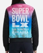 NFL Super Bowl LX Black Satin Varsity Jacket
