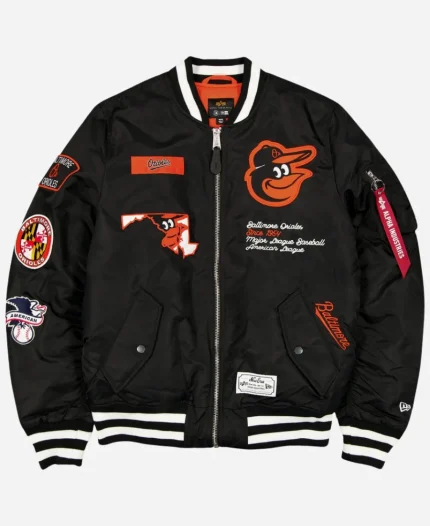 New Era x Alpha Baltimore Orioles MA-1 Black Bomber Jacket