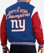 New York Giants 4X Super Bowl Blue & Red Varsity Jacket
