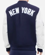 New York Yankees Navy Blue And White Wool Varsity Jacket