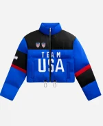 Off Season Team USA 2026 Blue Cropped Puffer Jacket