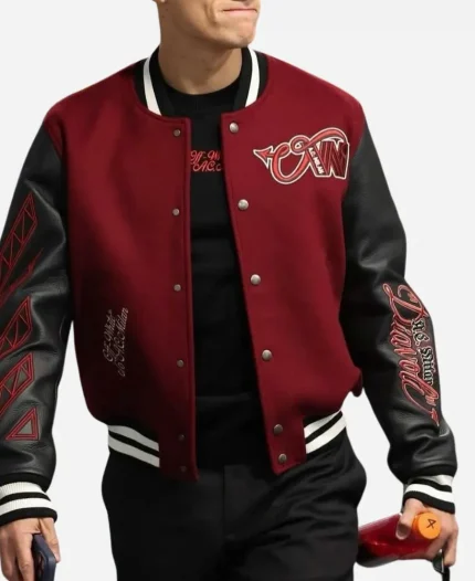 Off-White x AC Milan Ruben Loftus-Cheek Maroon Varsity Jacket