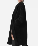 Oversized Sherpa Trench Coat In Black