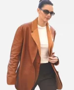 PFW 2025 Kendall Jenner Leather Blazer - Brown