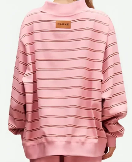 Parke Heart Varsity Mockneck Sweatshirt In Pink