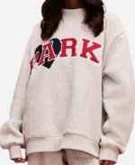 Parke Jean Heart Grey Varsity Mockneck Sweatshirt