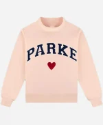 Parke Valentine’s Drop 2026 Heart Pink Varsity Mockneck Sweatshirt