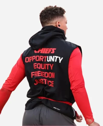  Patrick Mahomes Kansas City Chiefs Inspire Change 2025 Black Sleeveless Hooded Vest