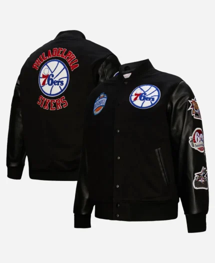 Philadelphia 76ers Out Team Logo Black Jacket
