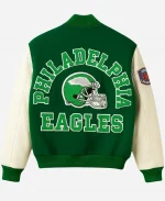 Philadelphia Eagles 80’s Green And White Wool Varsity Jacket
