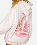 Pink Palm Puff Chase the Sun Hoodie Grey