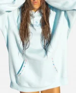 Pink Palm Puff Chase the Sun Relaxed Sky Blue Hoodie