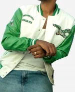 Pro Standard Philadelphia Eagles Retro Classic Cream Full-Zip Varsity Jacket