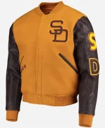 Pro Standard San Diego Padres Logo Brown Full-Zip Varsity Jacket