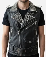 Punk Style Belted Leather Vest