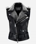 Punk Style Black Belted Biker Leather Vest
