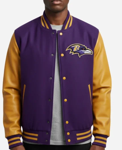 Purple And Yellow Baltimore Ravens Varsity Jacket