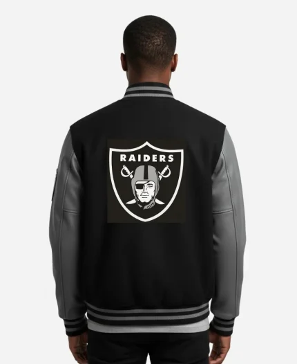 Raiders Grey & Black Letterman Jacket