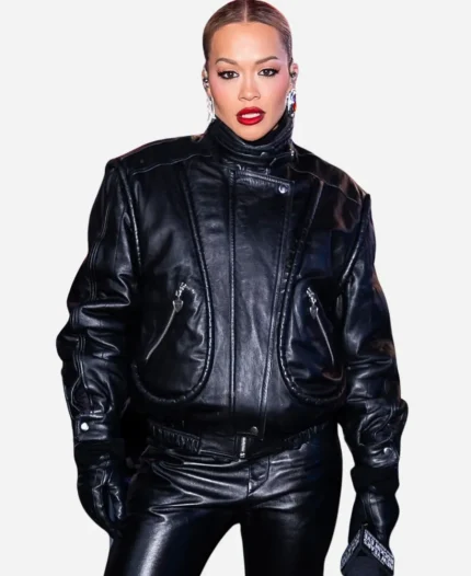 Rita Ora NYC Black Leather Jacket