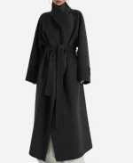 SRYS Ame Shadowline Wrap Funnel Grey Wool Blend Belted Coat