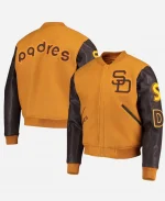 San Diego Padres Logo Full-Zip Wool & Leather Varsity Jacket