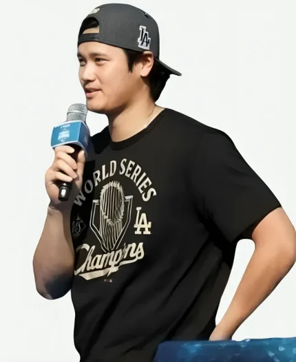 Shohei Ohtani Dodgers WS Celebration Black T-Shirt