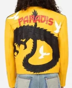 Singer Dua Lipa Buenos Aires Dragon Yellow & Black Leather Jacket
