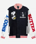 Snoopy Butter Black & White Letterman Jacket