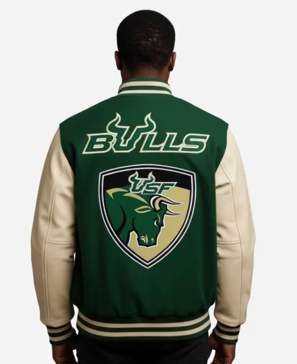 South Florida Chicago Bulls Green & Beige Varsity Jacket